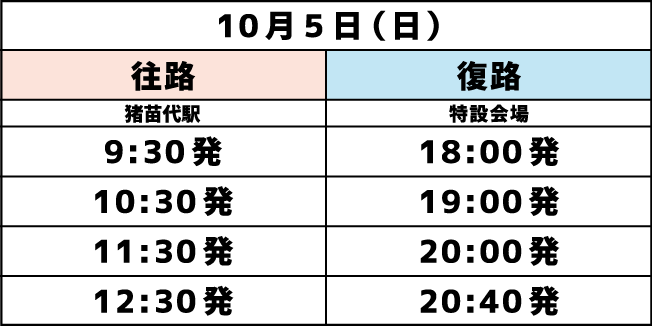 猪苗代駅 発着シャトルバス 10.5（日）